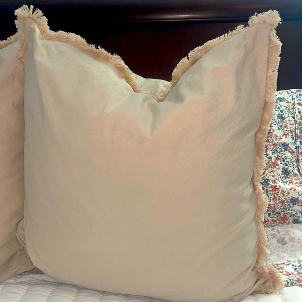 Set of 2 Pale Pink Euro Fringe 28" Shams